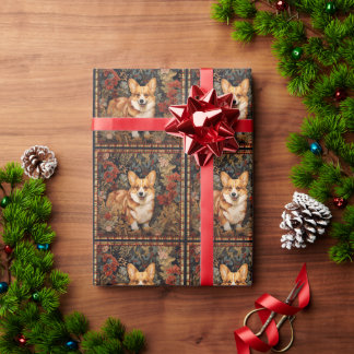 Pembroke Welsh Corgi in a Victorian Flower Garden Wrapping Paper