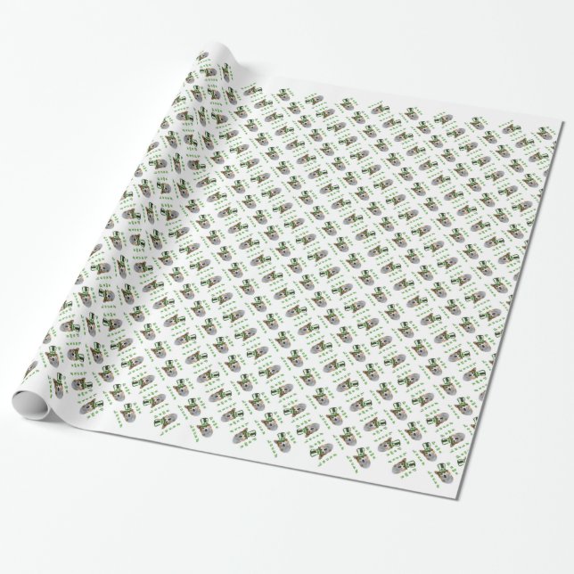 Pembroke Welsh Corgi Lucky Paws Wrapping Paper (Unrolled)