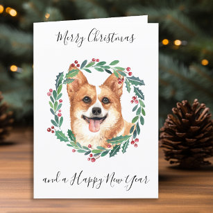 Pembroke Welsh Corgi Merry Christmas Trendy Dog Holiday Card