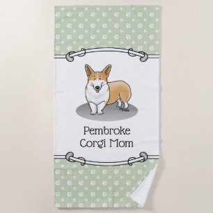 Pembroke Welsh Corgi Mum (red 1) Dog Mum Cute Beach Towel