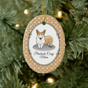 Pembroke Welsh Corgi Mum (red 1) Dog Mum Cute Ceramic Tree Decoration