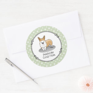 Pembroke Welsh Corgi Mum (red 1) Dog Mum Cute Classic Round Sticker