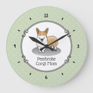 Pembroke Welsh Corgi Mum (red 1) Dog Mum Cute Large Clock