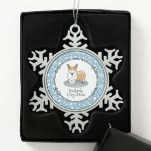 Pembroke Welsh Corgi Mum (red 1) Dog Mum Cute Snowflake Pewter Christmas Ornament