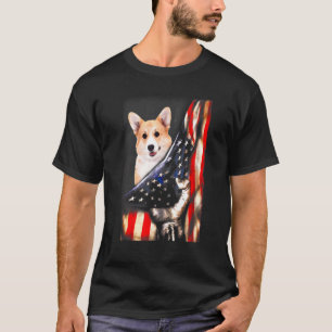 Pembroke Welsh Corgi Og Us Flag Patriotic Dog T-Shirt