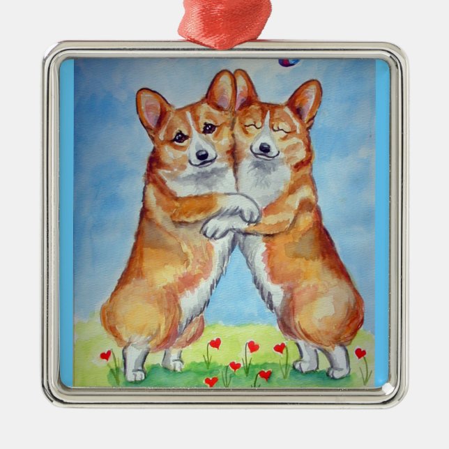 Pembroke Welsh Corgi Ornament Square Premium (Front)