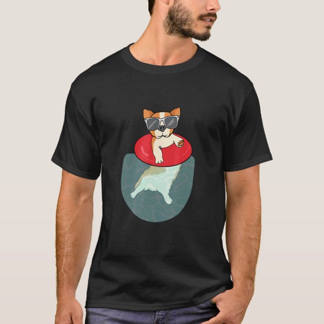 Pembroke Welsh Corgi Owner Pool Party Float T-Shirt (Front)