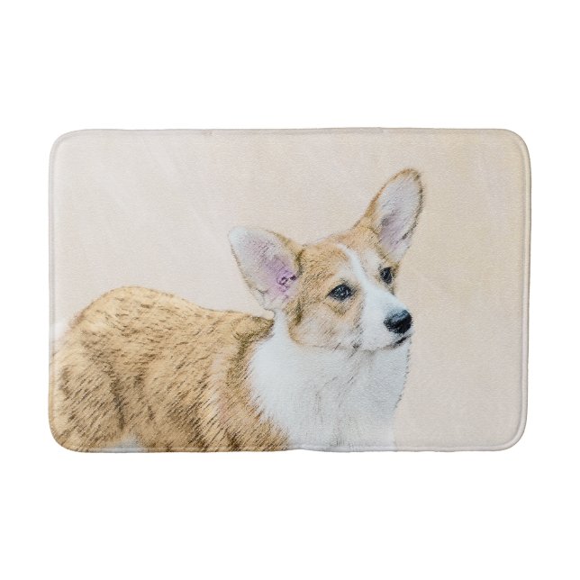 Pembroke Welsh Corgi Painting - Original Dog Art Bath Mat (Front)