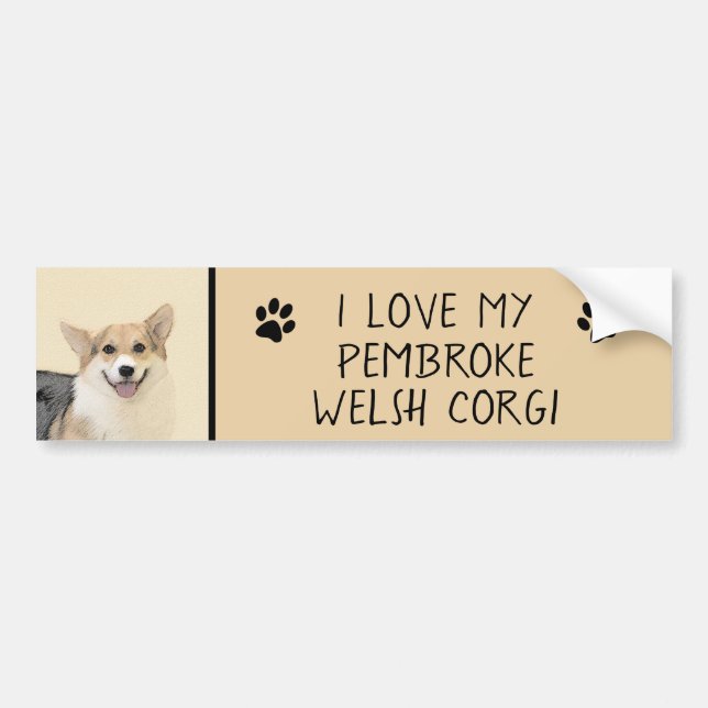 Pembroke Welsh Corgi Painting - Original Dog Art Bumper Sticker (Front)