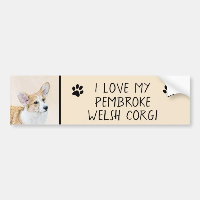 Pembroke Welsh Corgi Painting - Original Dog Art Bumper Sticker (Front)