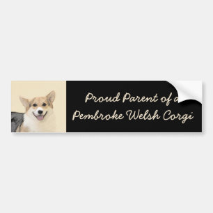 Pembroke Welsh Corgi Painting - Original Dog Art Bumper Sticker