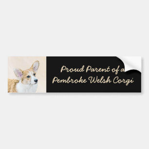 Pembroke Welsh Corgi Painting - Original Dog Art Bumper Sticker