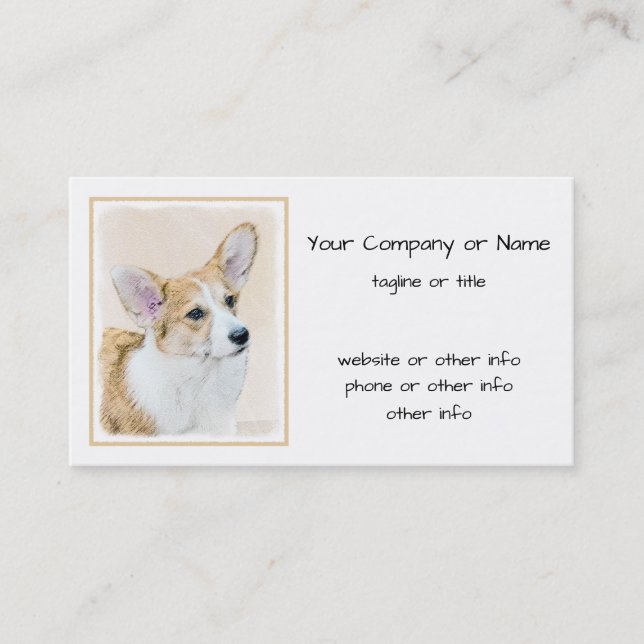 Pembroke Welsh Corgi Painting - Original Dog Art Business Card (Front)
