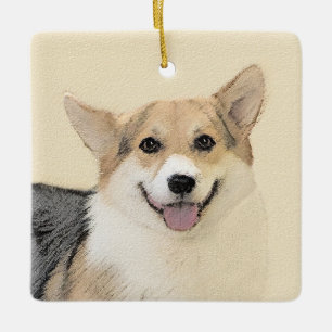 Pembroke Welsh Corgi Painting - Original Dog Art Ceramic Ornament
