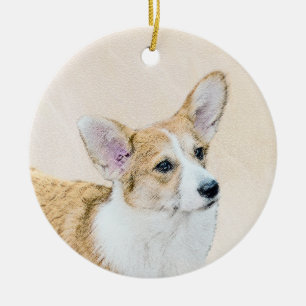 Pembroke Welsh Corgi Painting - Original Dog Art Ceramic Tree Decoration