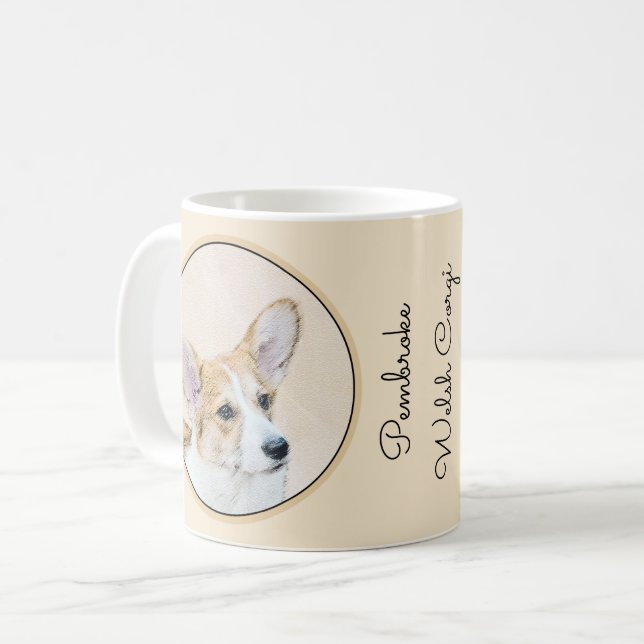 Pembroke Welsh Corgi Painting - Original Dog Art Coffee Mug (Front Left)