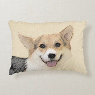 Pembroke Welsh Corgi Painting - Original Dog Art Decorative Cushion