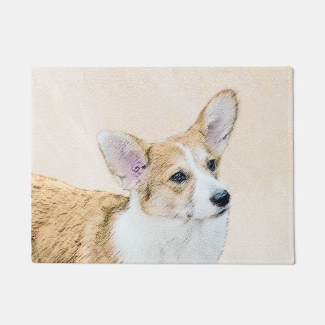 Pembroke Welsh Corgi Painting - Original Dog Art Doormat (Front)