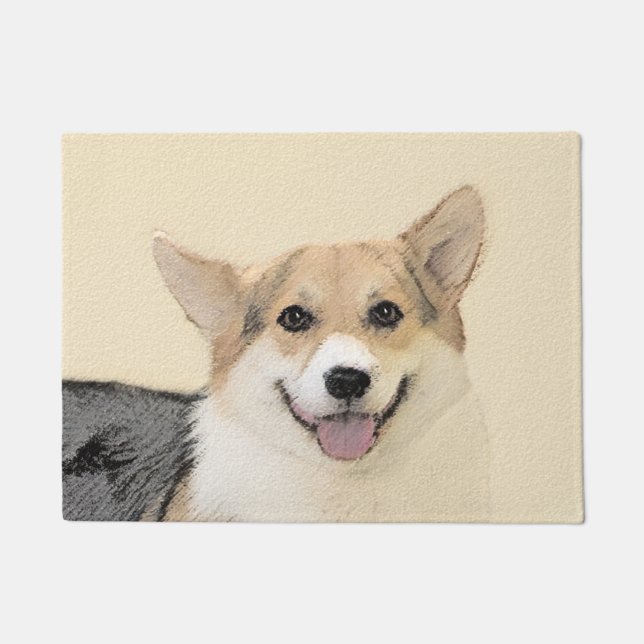 Pembroke Welsh Corgi Painting - Original Dog Art Doormat (Front)