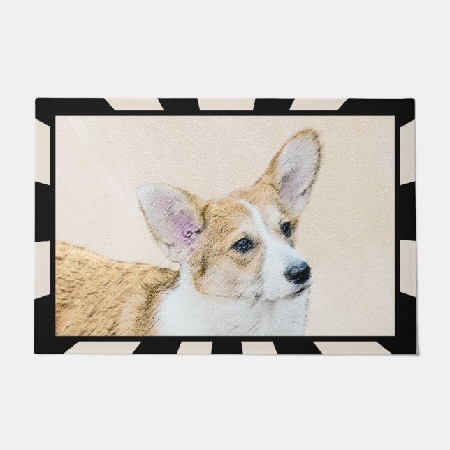 Pembroke Welsh Corgi Painting - Original Dog Art Doormat (Front)