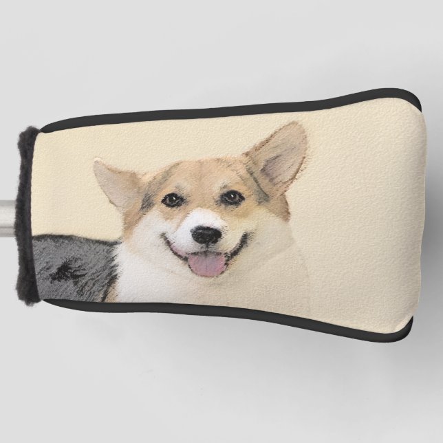 Pembroke Welsh Corgi Painting - Original Dog Art Golf Head Cover (Front)