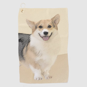 Pembroke Welsh Corgi Painting - Original Dog Art Golf Towel