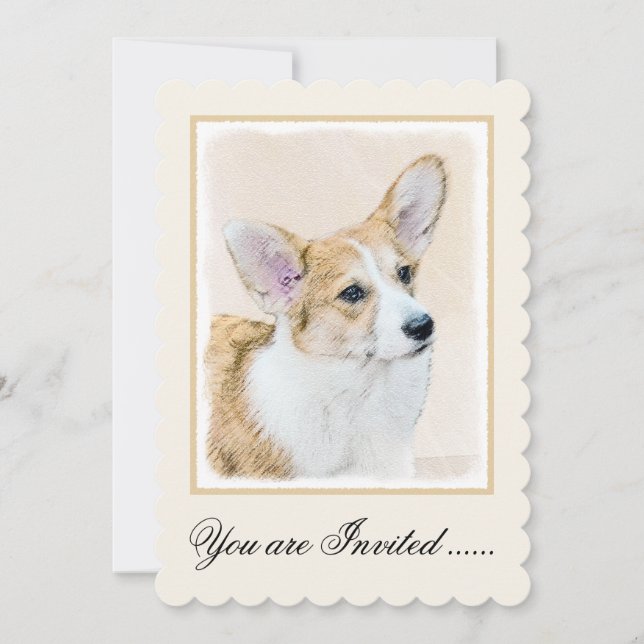 Pembroke Welsh Corgi Painting - Original Dog Art Invitation (Front)
