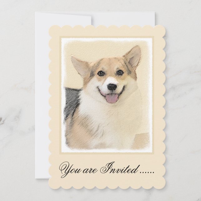 Pembroke Welsh Corgi Painting - Original Dog Art Invitation (Front)