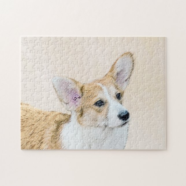 Pembroke Welsh Corgi Painting - Original Dog Art Jigsaw Puzzle (Horizontal)