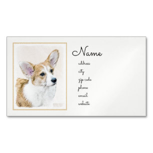 Pembroke Welsh Corgi Painting - Original Dog Art Magnetic Business Card