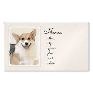 Pembroke Welsh Corgi Painting - Original Dog Art Magnetic Business Card