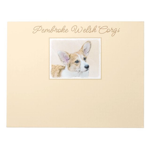 Pembroke Welsh Corgi Painting - Original Dog Art N Notepad (Front)