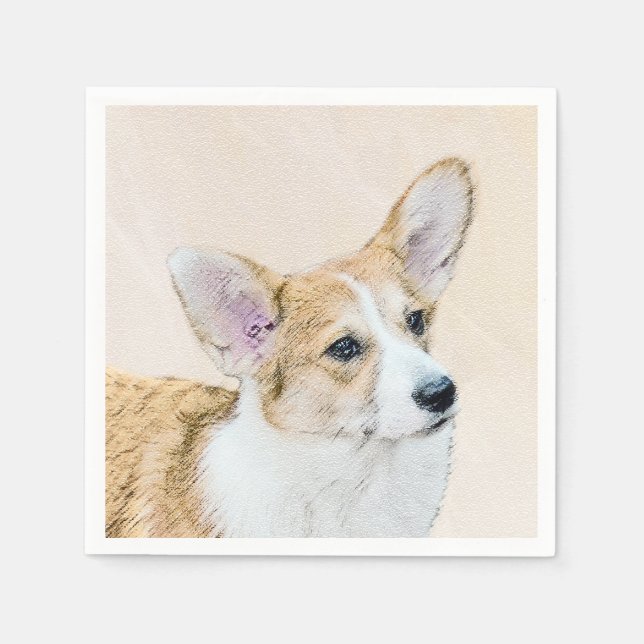 Pembroke Welsh Corgi Painting - Original Dog Art Napkin (Front)