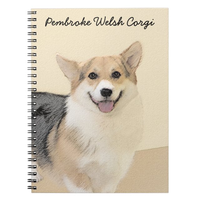 Pembroke Welsh Corgi Painting - Original Dog Art Notebook (Front)
