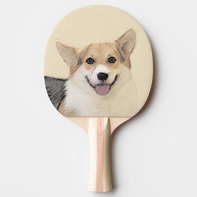 Pembroke Welsh Corgi Painting - Original Dog Art Ping Pong Paddle (Front)