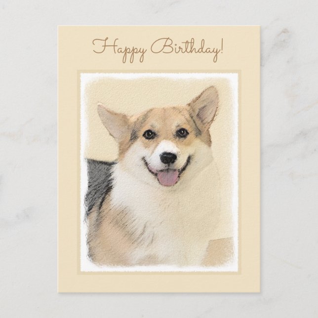 Pembroke Welsh Corgi Painting - Original Dog Art Postcard (Front)