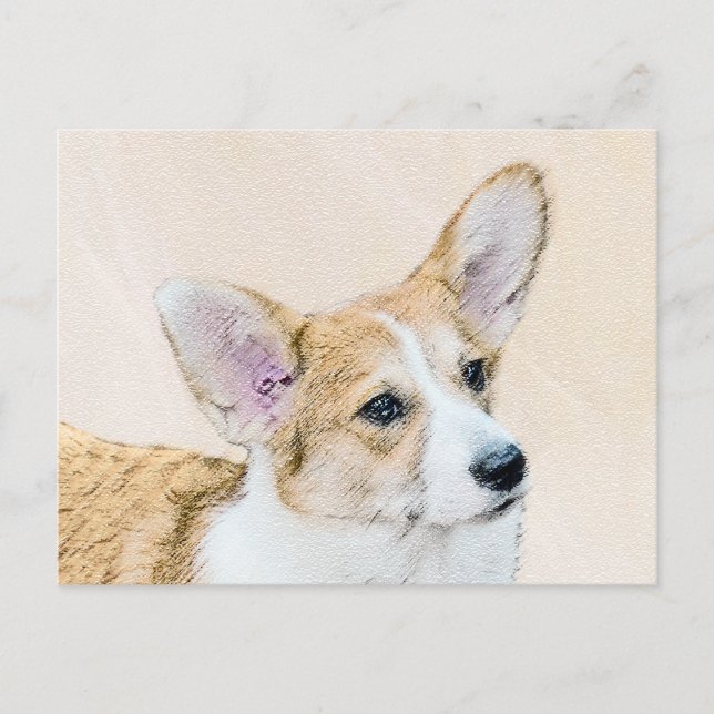 Pembroke Welsh Corgi Painting - Original Dog Art Postcard (Front)