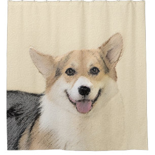 Pembroke Welsh Corgi Painting - Original Dog Art Shower Curtain
