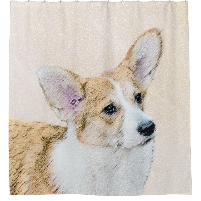 Pembroke Welsh Corgi Painting - Original Dog Art Shower Curtain (Front)