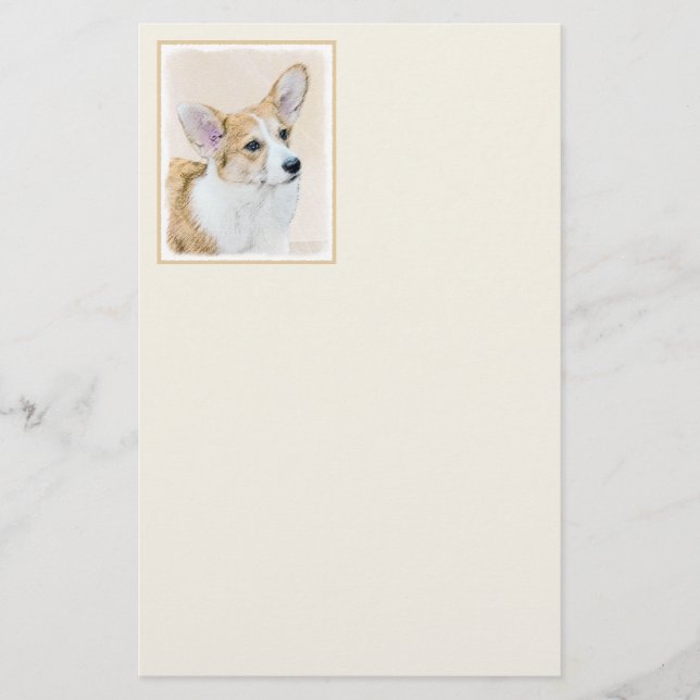 Pembroke Welsh Corgi Painting - Original Dog Art Stationery (Front)
