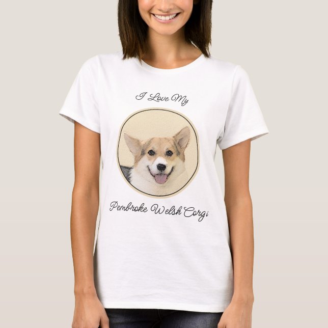 Pembroke Welsh Corgi Painting - Original Dog Art T-Shirt (Front)
