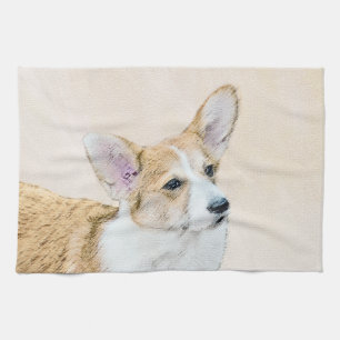 Pembroke Welsh Corgi Painting - Original Dog Art Tea Towel
