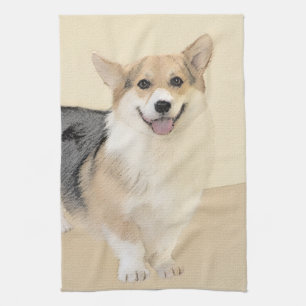 Pembroke Welsh Corgi Painting - Original Dog Art Tea Towel