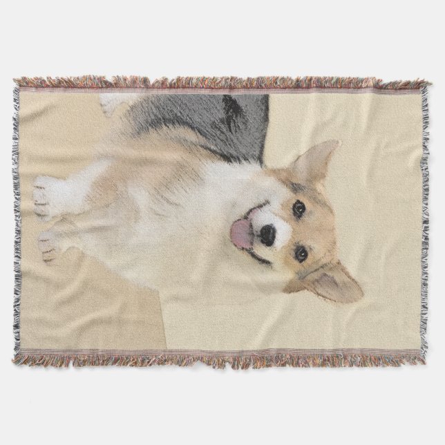 Pembroke Welsh Corgi Painting - Original Dog Art Throw Blanket (Front)