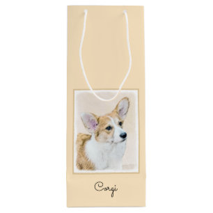 Pembroke Welsh Corgi Painting - Original Dog Art Wine Gift Bag