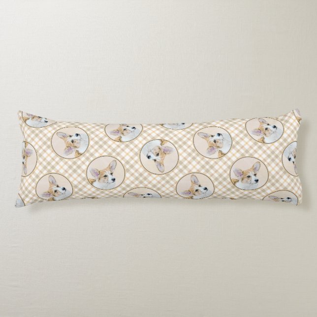 Pembroke Welsh Corgi Painting Red Original Dog Art Body Cushion (Front)