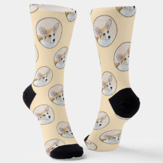 Pembroke Welsh Corgi Painting Red Original Dog Art Socks