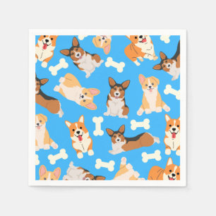Pembroke Welsh Corgi Pattern Blue  Napkin