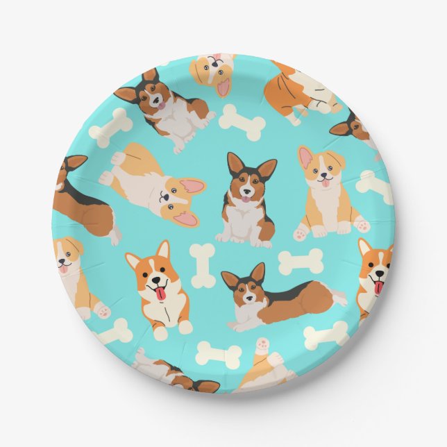 Pembroke Welsh Corgi Pattern  Paper Plate (Front)