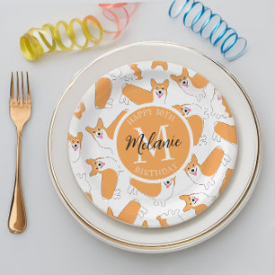 Pembroke Welsh Corgi Pattern Paper Plate